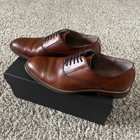 Aston Grey Men’s Leu Cognac Oxford Dress Shoes - Picture 9 of 11